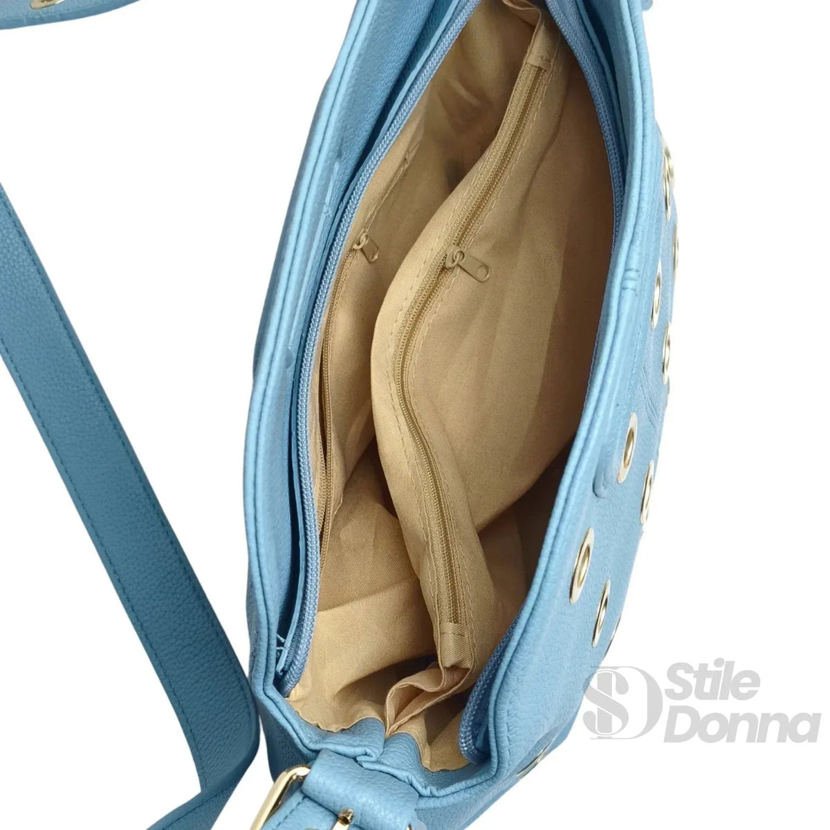 Borsa a Spalla con Occhielli Dorati