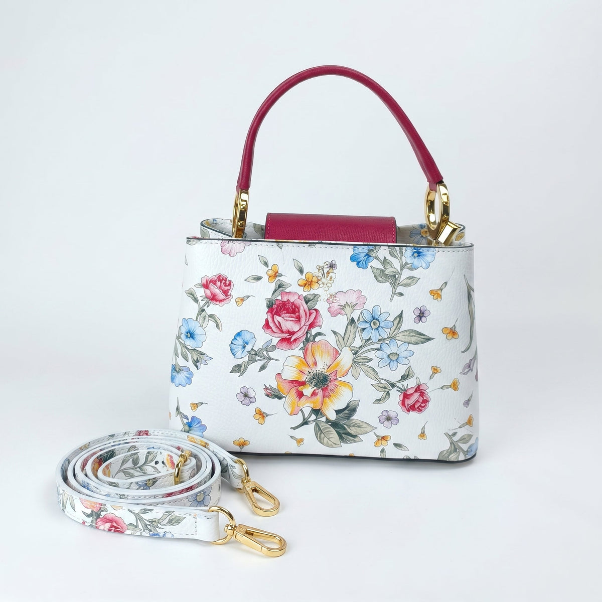 Borsa a Tracolla Floreale in Vera Pelle
