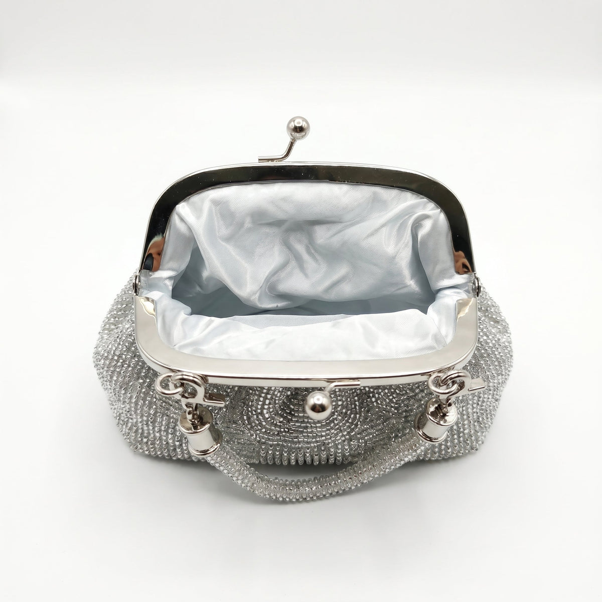 Borsa da Sera in Mesh di Strass Argento