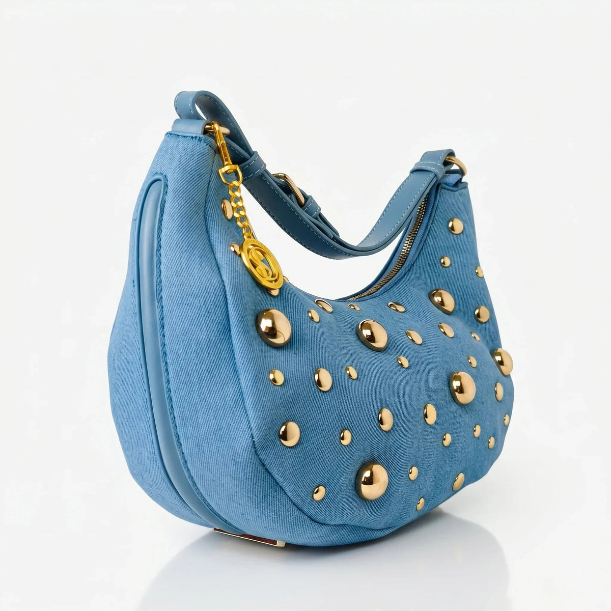 Borsa in Denim con Tracolla Rimovibile