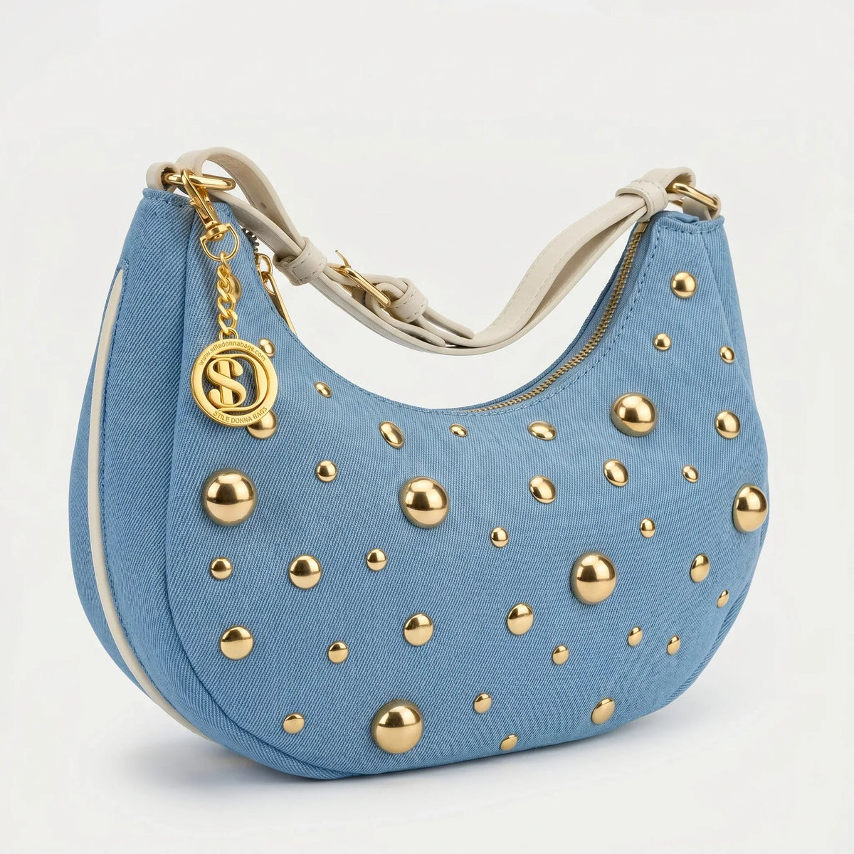 Borsa in Denim con Tracolla Rimovibile