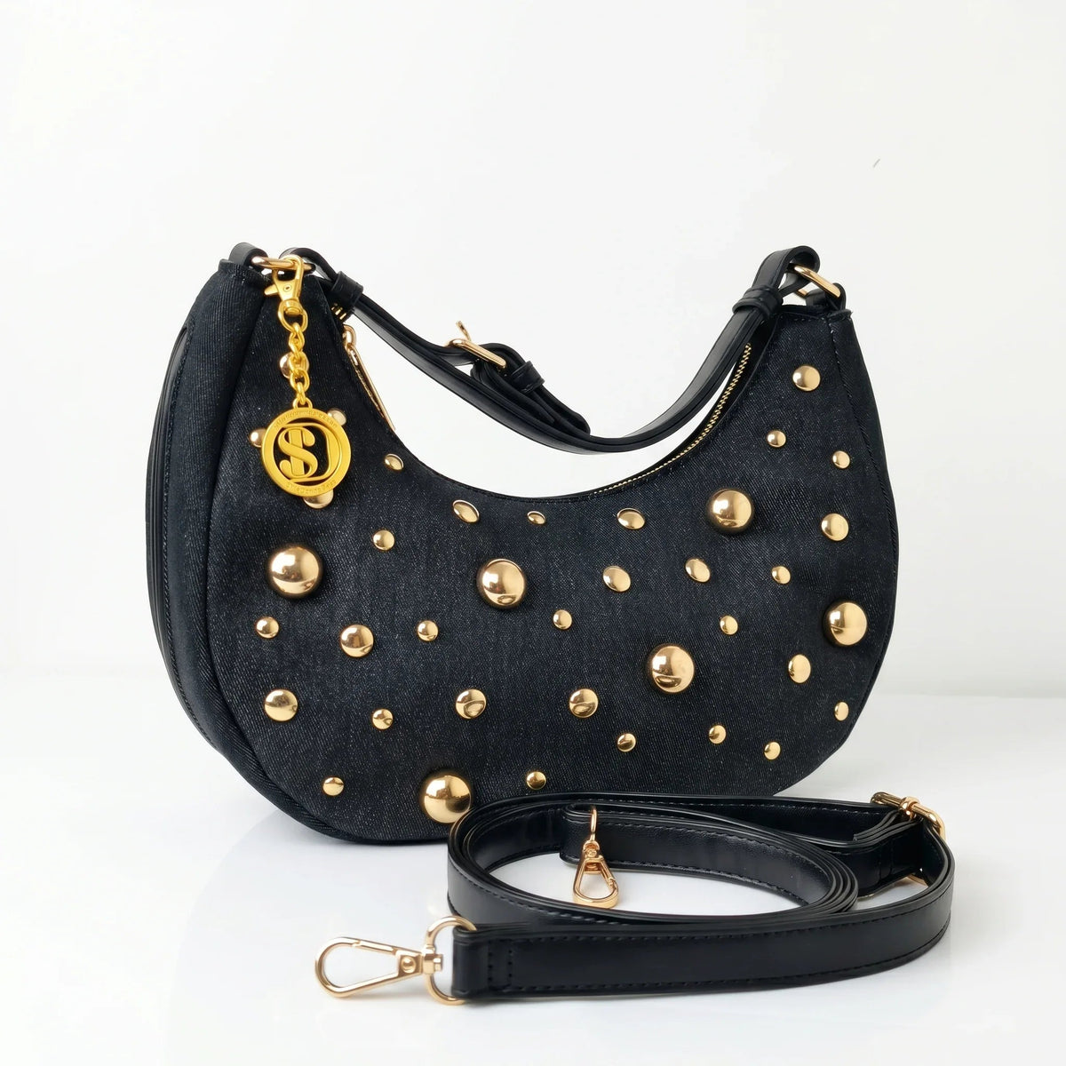 Borsa in Denim con Tracolla Rimovibile