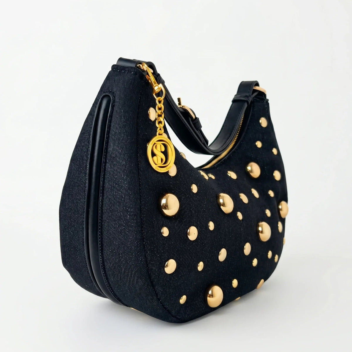 Borsa in Denim con Tracolla Rimovibile