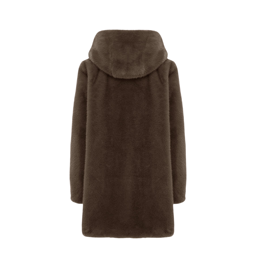 CENSURED Ecopelliccia Donna CW1881FRN5 148 Bronzo – Cappotto Caldo con Cappuccio, Morbido e Trendy