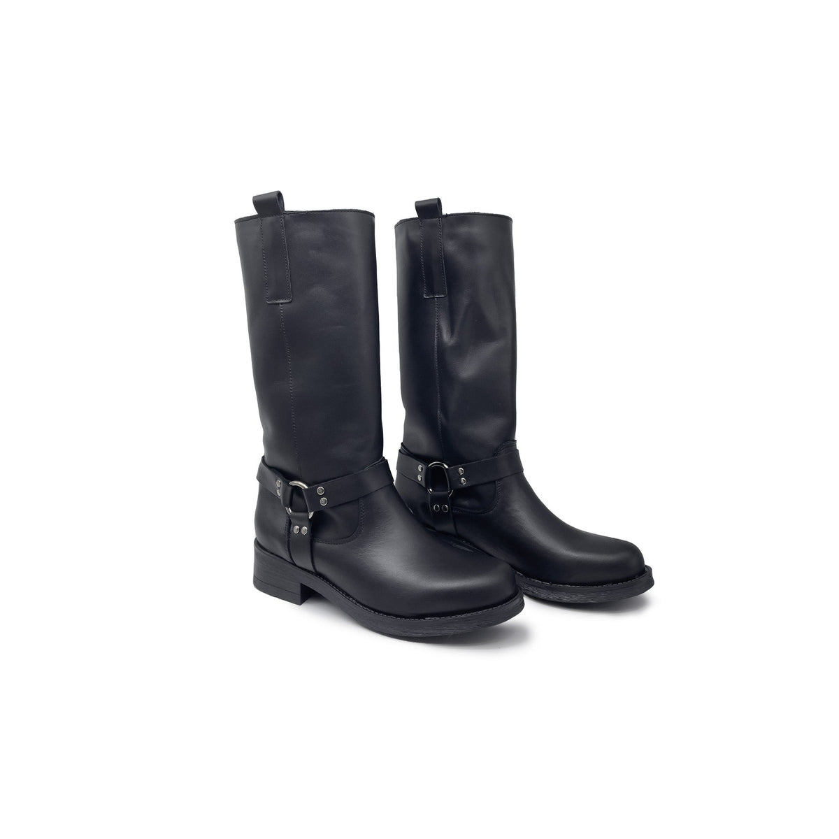 Stivale Donna con cavigliera in Vera Pelle Nero - Made in Italy Art. MAYA