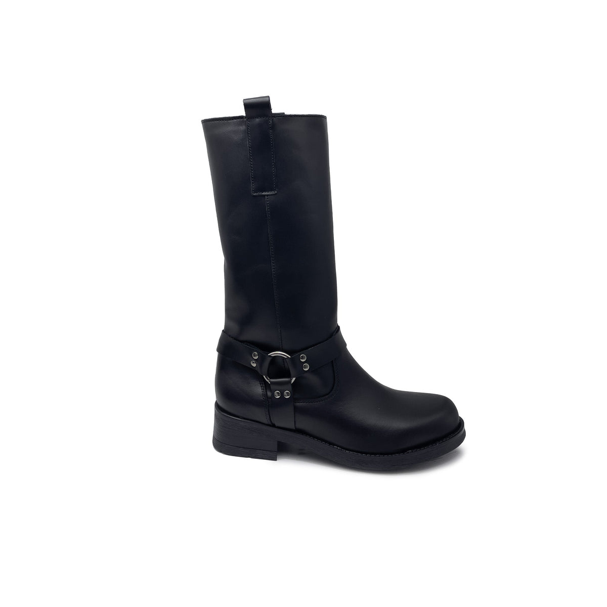 Stivale Donna con cavigliera in Vera Pelle Nero - Made in Italy Art. MAYA