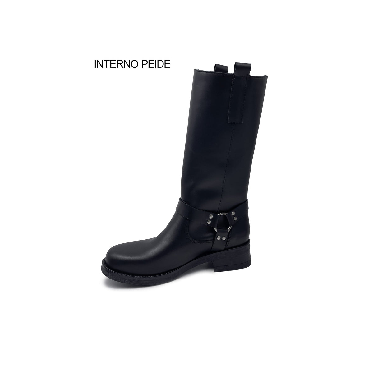 Stivale Donna con cavigliera in Vera Pelle Nero - Made in Italy Art. MAYA