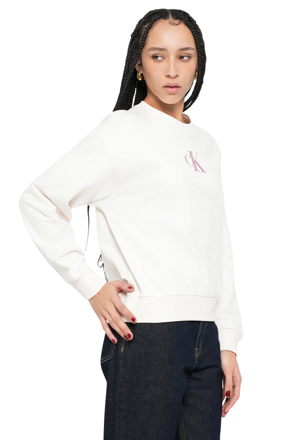 Calvin Klein Felpa Girocollo Donna LV047E828 Bianco