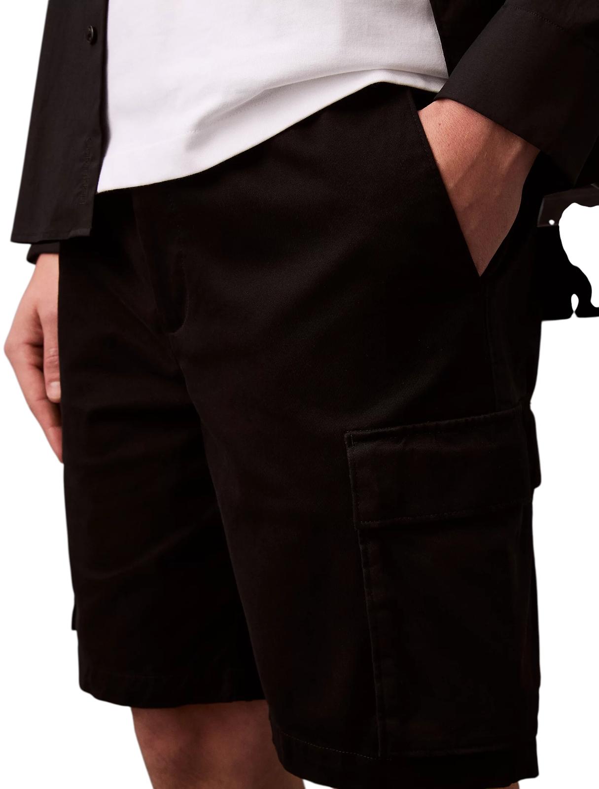Calvin Klein Pantaloncini Cargo Twill Cotone LV04RB618GUB1 Nero