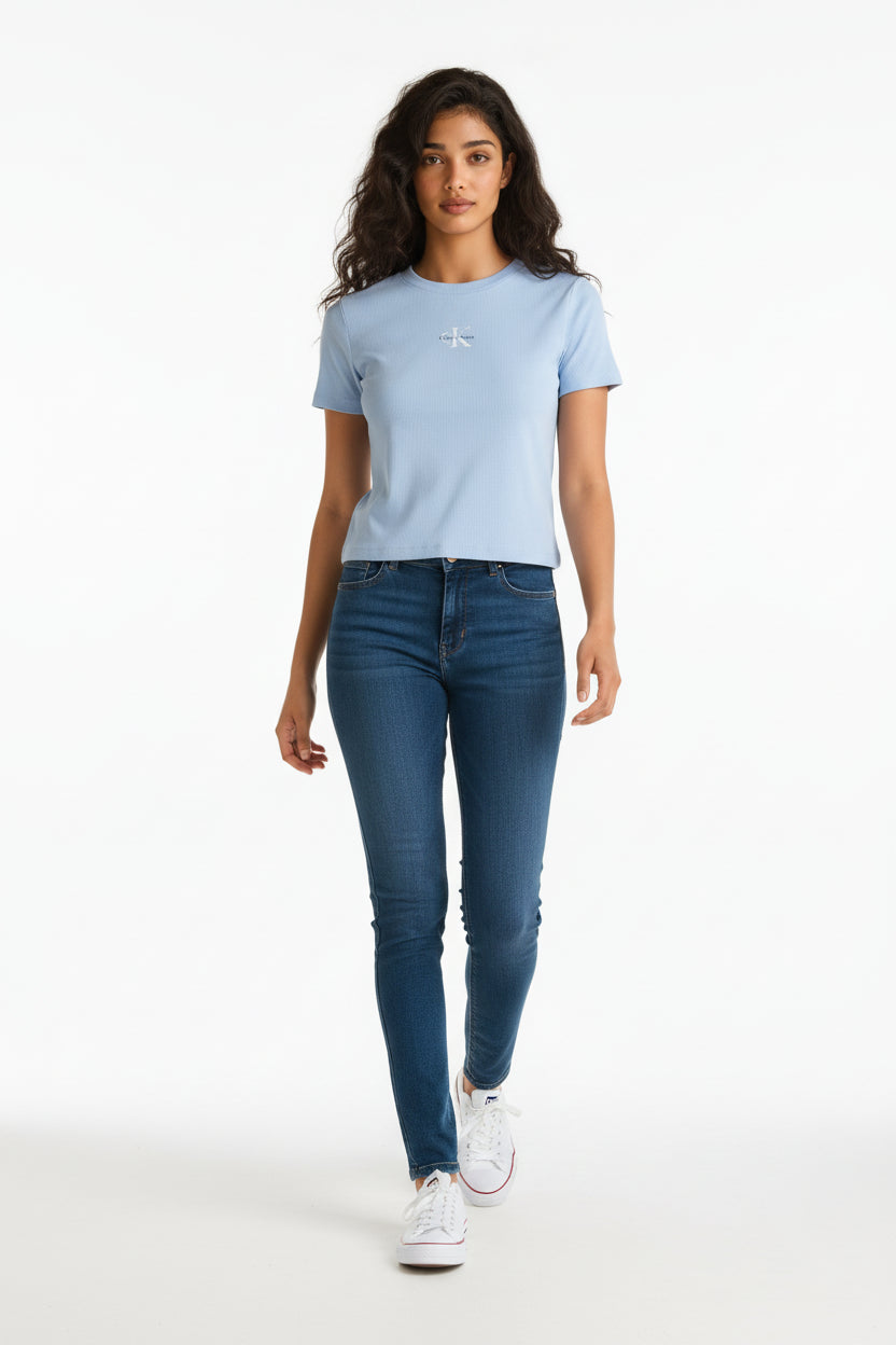 Calvin Klein T-Shirt Neonato Cotone Monologo LV047AB802 Blu