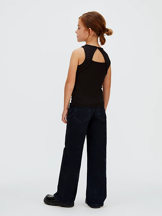 Calvin Klein Top Punto Milano Ragazza Cutout Nera Logo CK - LVCKSJB20G BEH