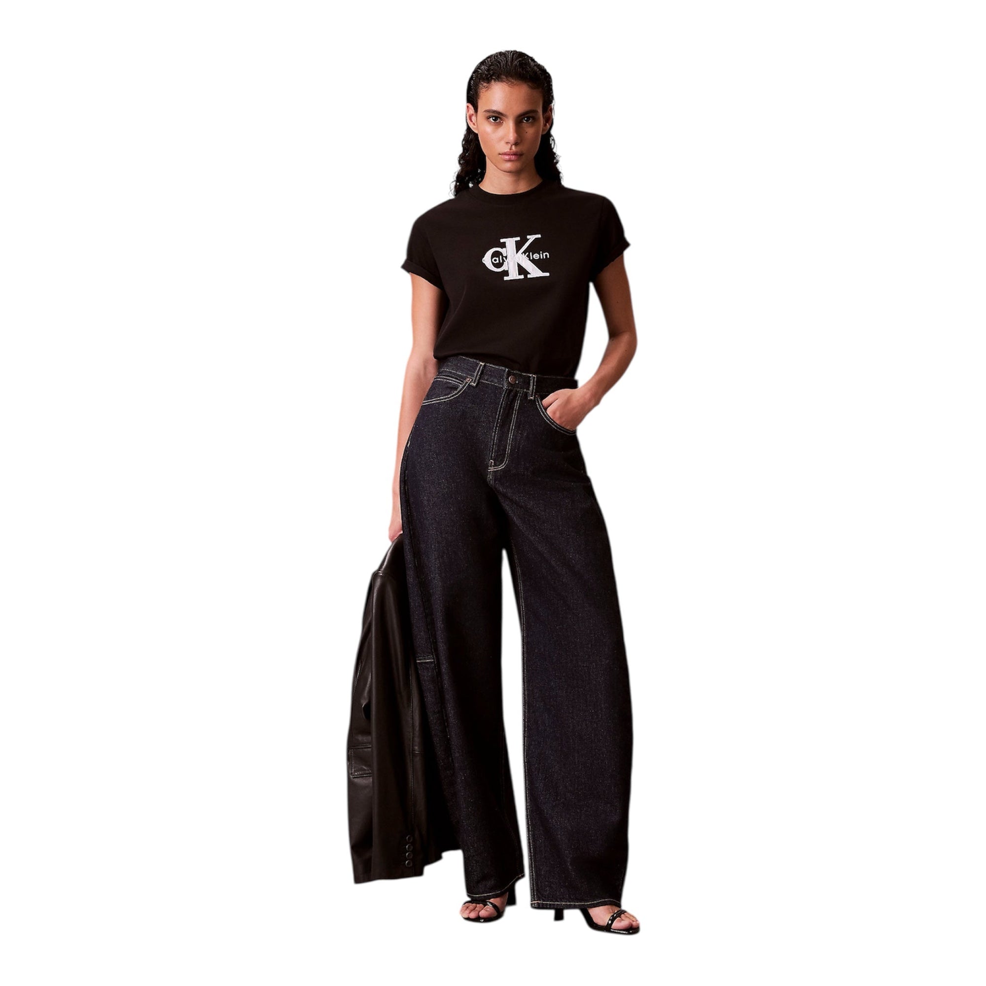Calvin Klein T-shirt Grafica Monologo Donna LV047E819G Nero