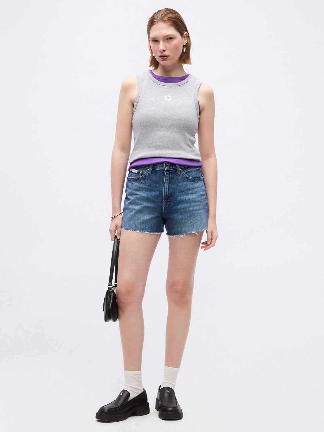 Calvin Klein Short Denim Donna Taglio Vivo Orlo Grezzo LV047F66G XHF Blu PE26