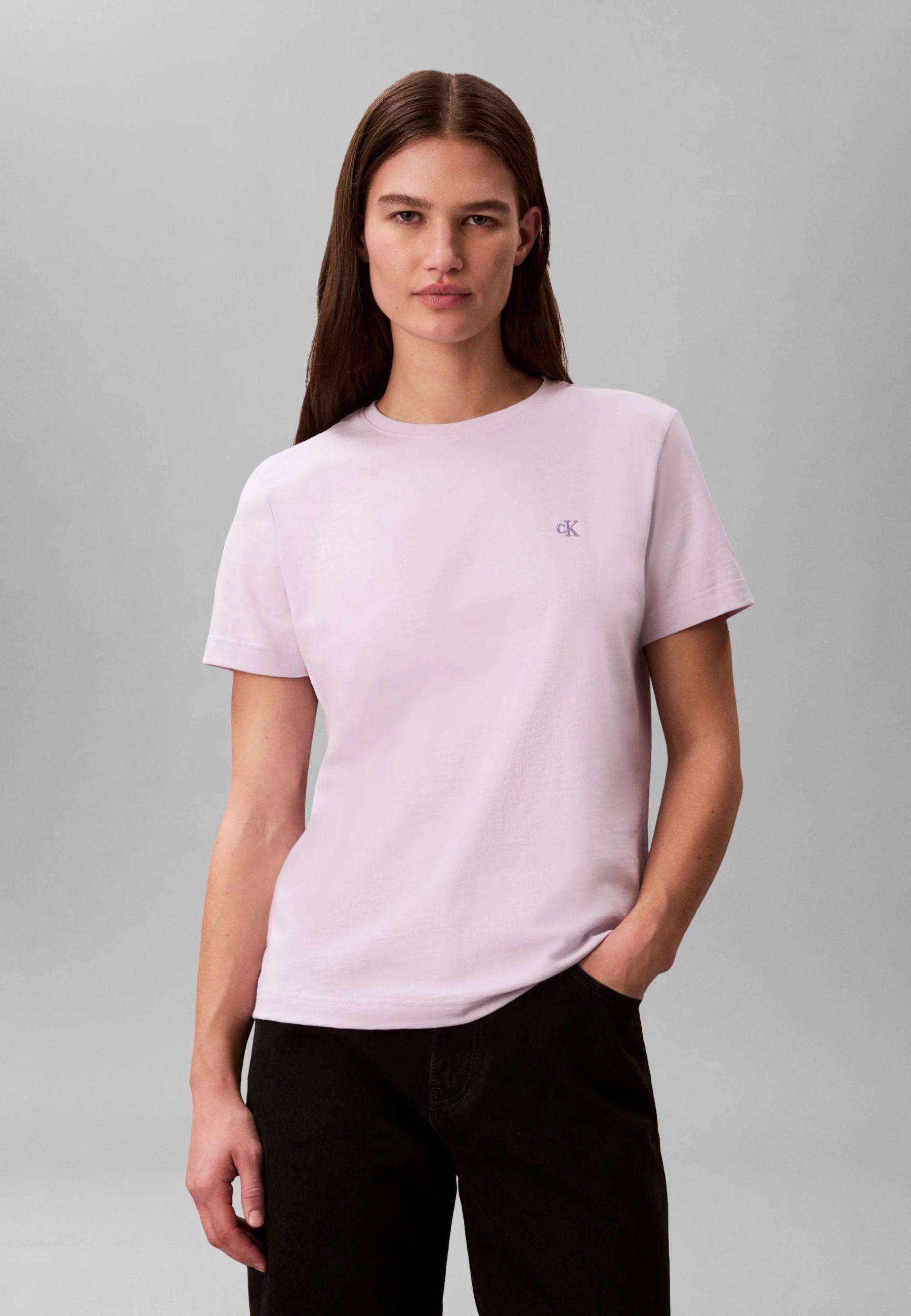 Calvin Klein T-shirt Donna Monogramma Manica Corta LV047B224G 3OQ Lilla