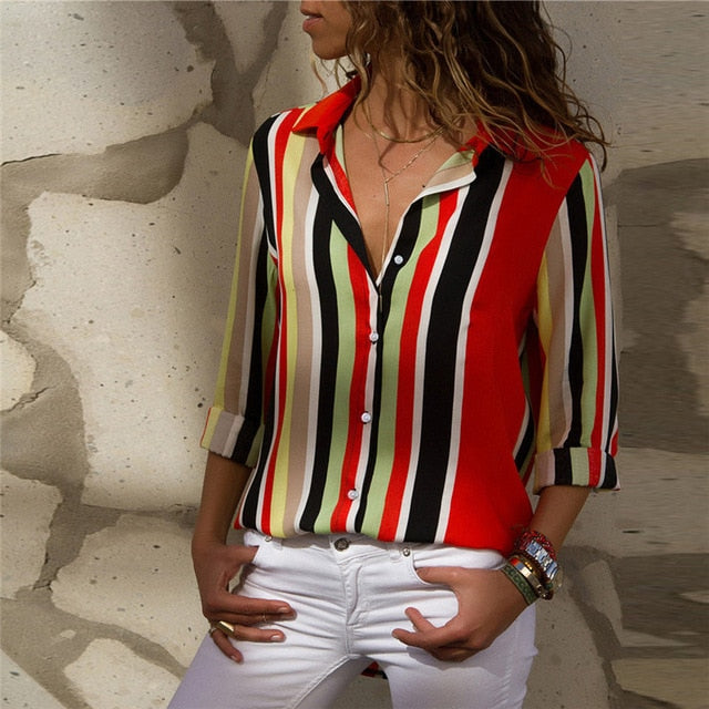Camicetta Donna Elegante Chiffon Manica Lunga | Blusa Ufficio Casual Chic
