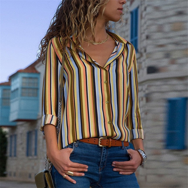 Camicetta Donna Elegante Chiffon Manica Lunga | Blusa Ufficio Casual Chic