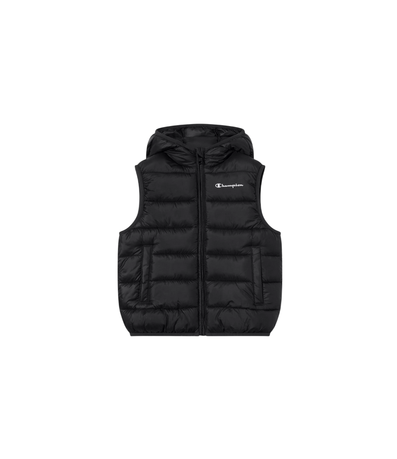 Champion Gilet Bambino Cappuccio 307223 KK001 Nero Imbottito Zip Intera