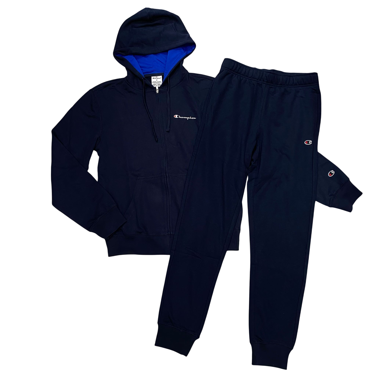 Champion 221166 BS501 Tuta Sportiva Uomo Cotone Garzato Blu Cappuccio Zip