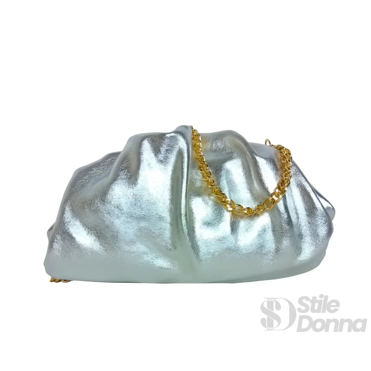 Romola Clutch Metallizzata in Vera Pelle