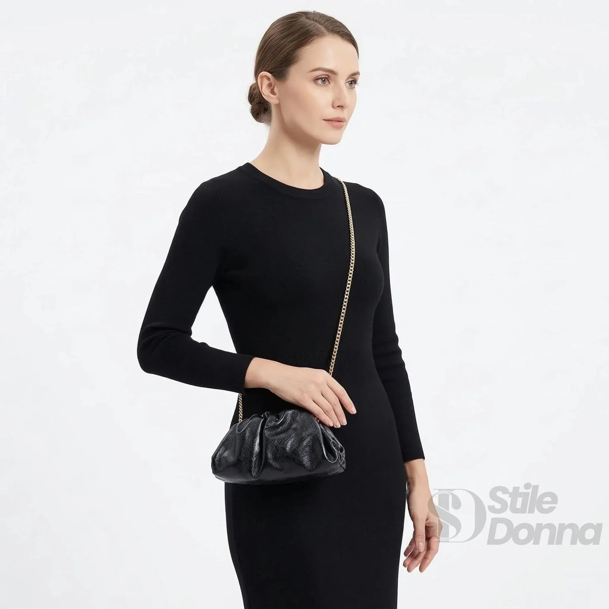 Romola Clutch Metallizzata in Vera Pelle