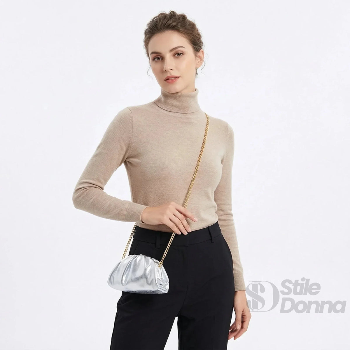 Romola Clutch Metallizzata in Vera Pelle