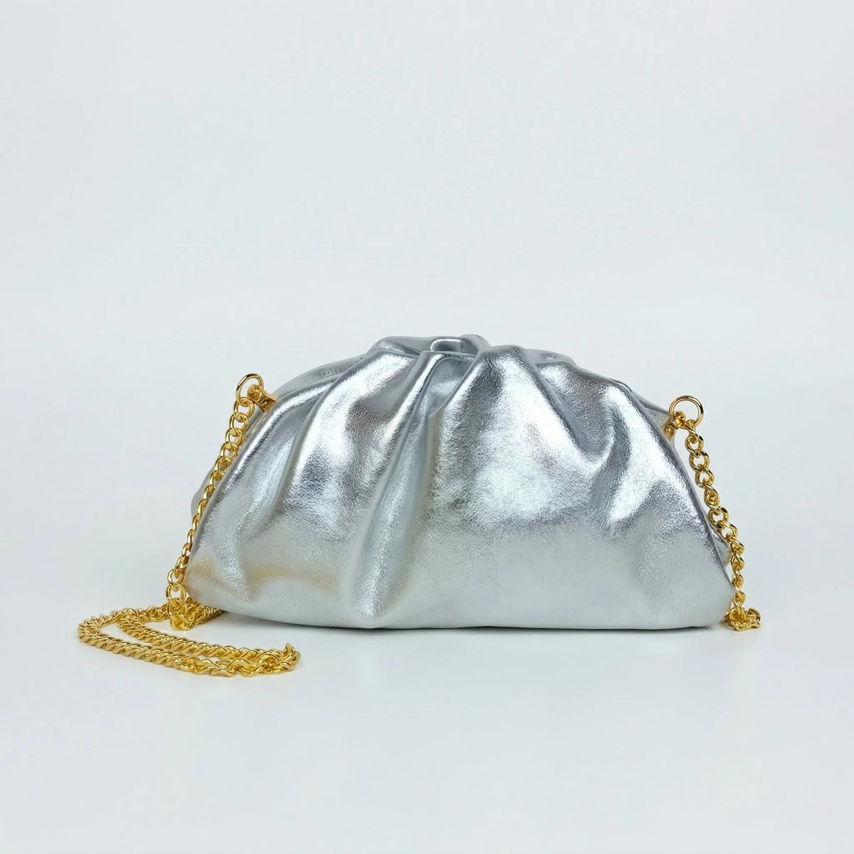 Romola Clutch Metallizzata in Vera Pelle