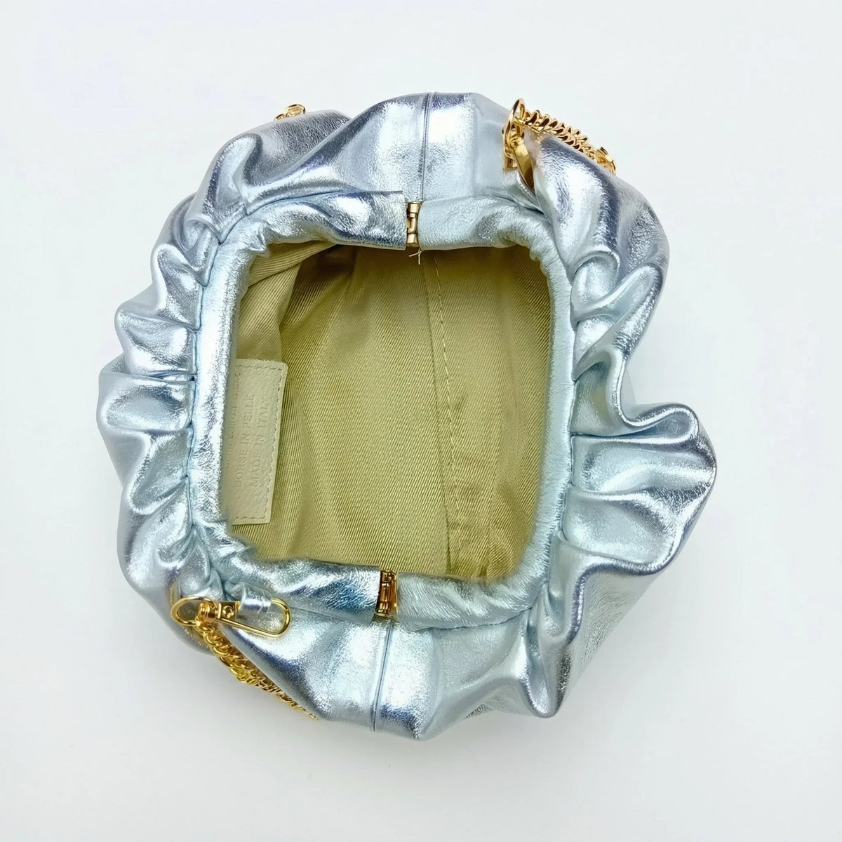 Romola Clutch Metallizzata in Vera Pelle