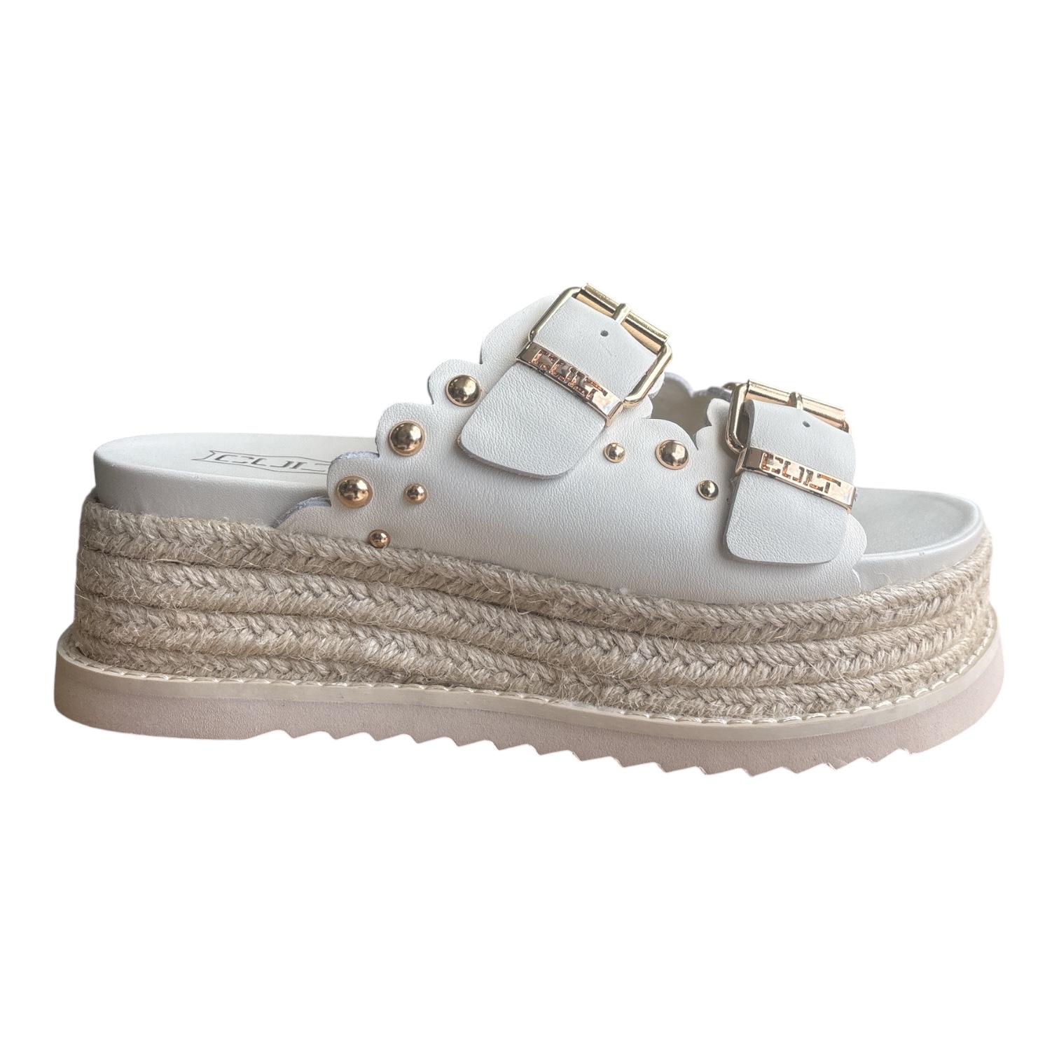 Cult Sandalo Donna con Zeppa Doja Bianco Oro - CLW473501