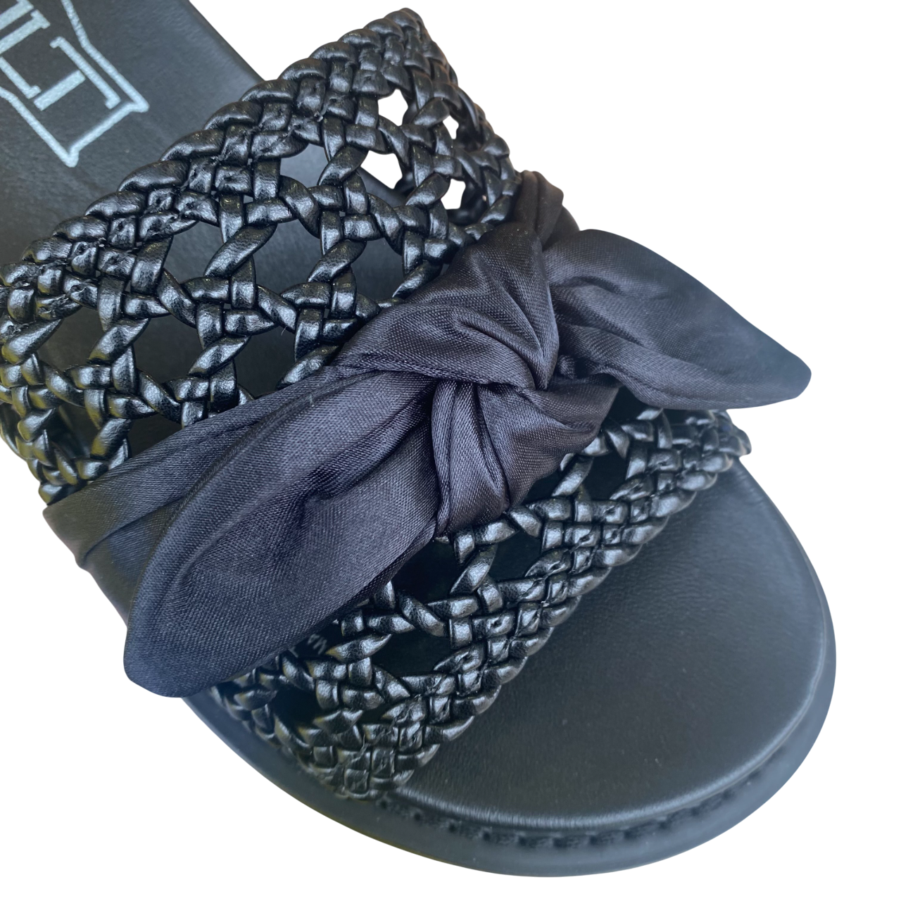 Cult Sandalo Flat Donna Nero Pelle Intrecciata Fiocco - ZIGGY 4288