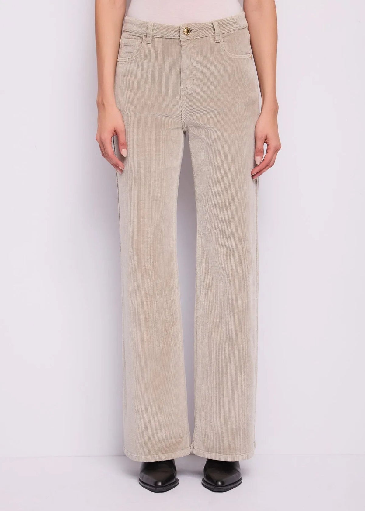 Gaudì pantalone in velluto da donna wide leg 621BD25002 beige