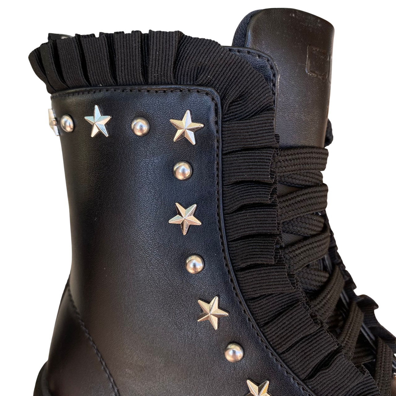 Cult Stivaletto Nero Bambina 7 Fori T-388A 3134 con Borchie e Rouge
