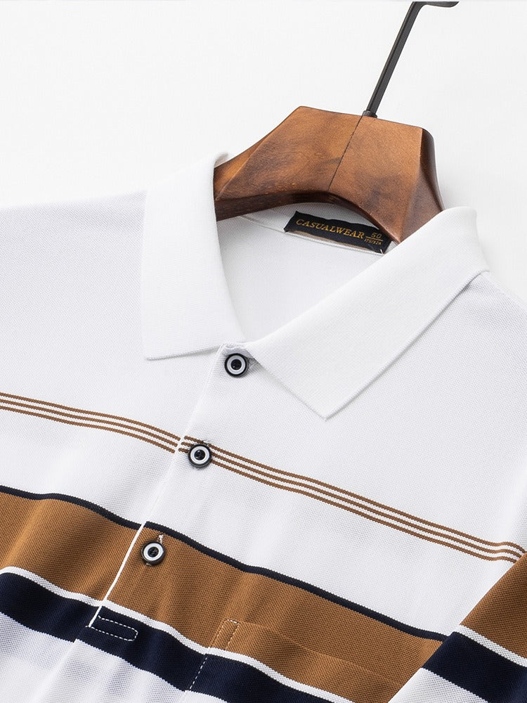 Polo Uomo Slim Fit con Taschino e Linee a Contrasto – Manica Corta