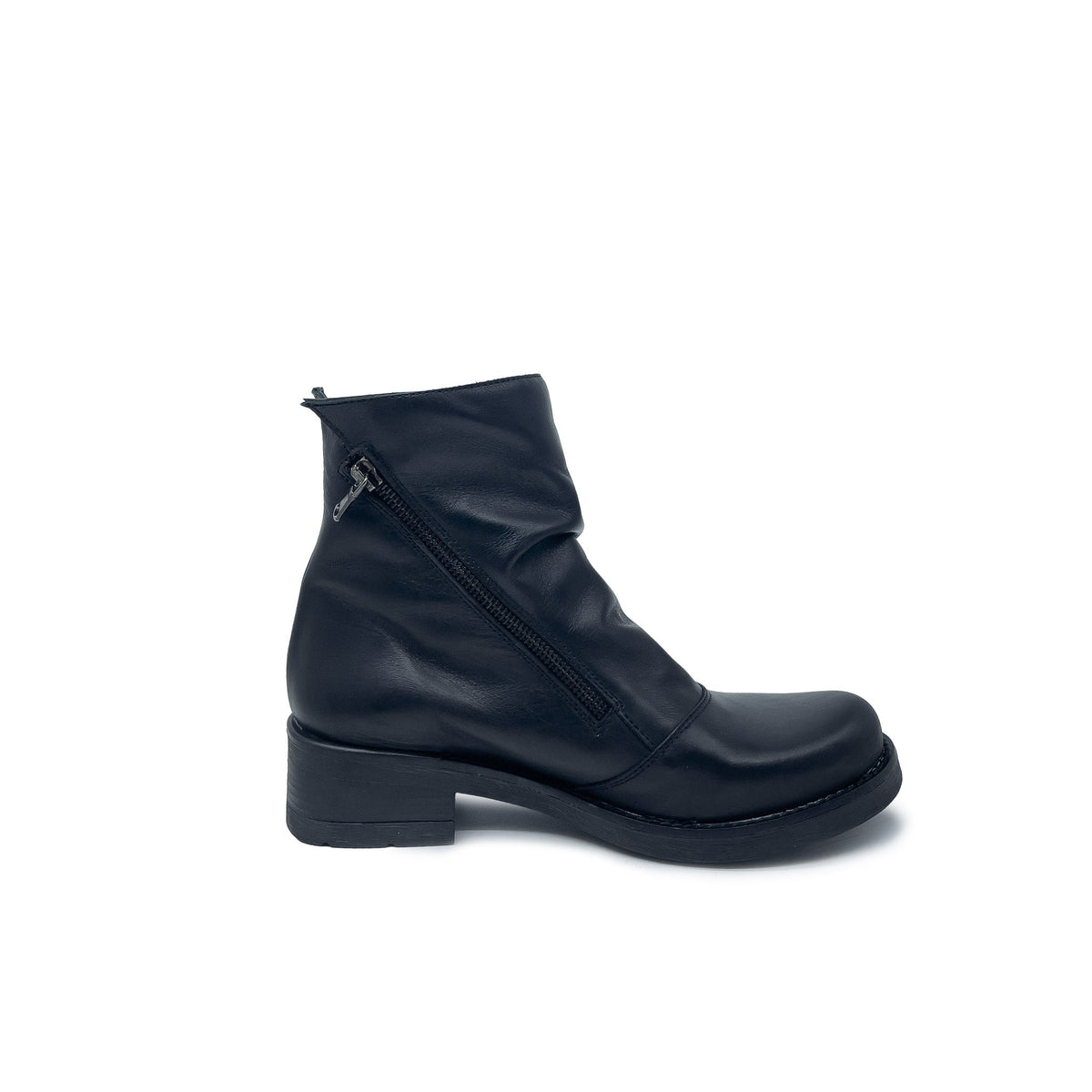 Vyjoù Stivaletti Donna Doppia Zip Nero in Vera Pelle