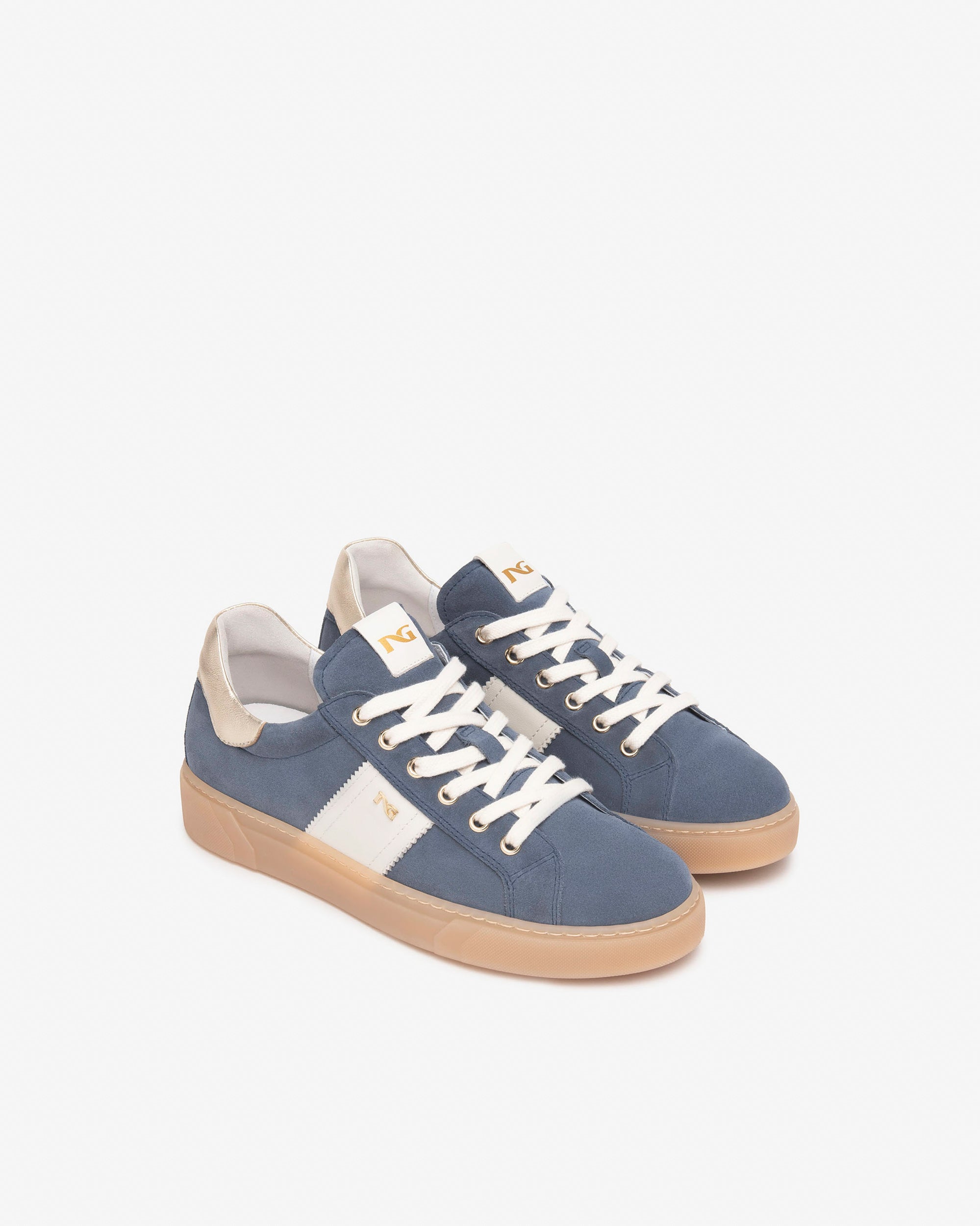 Sneakers da donna in pelle e camoscio E513004D_203