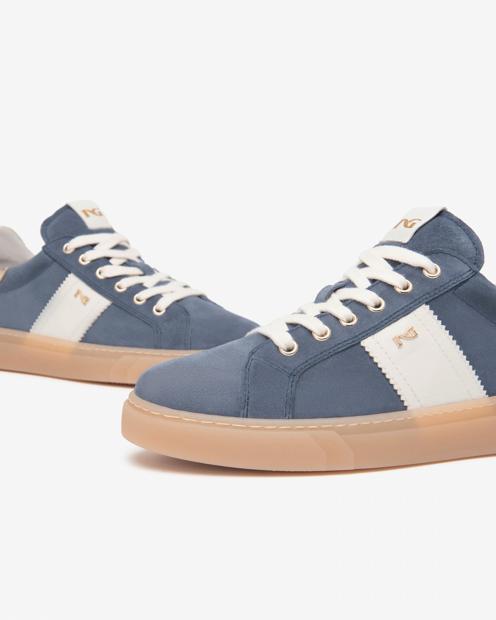 Sneakers da donna in pelle e camoscio E513004D_203