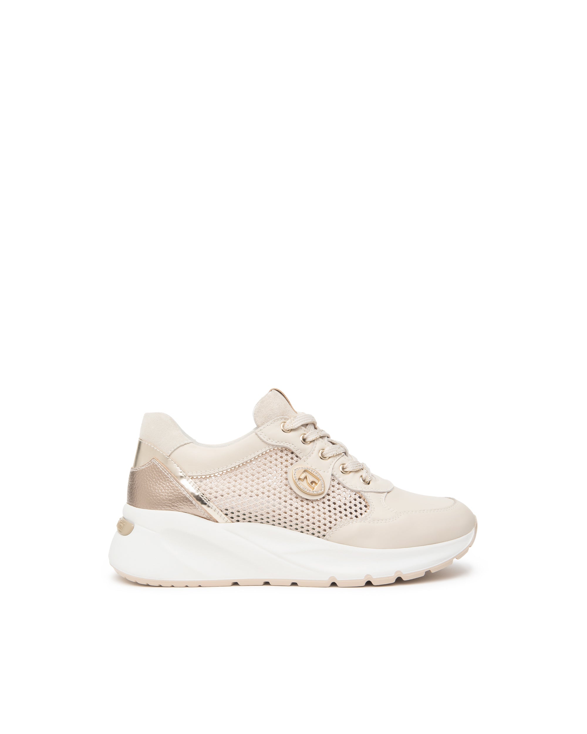 Sneakers da donna in pelle, tela e materiale tecnico E615180D_710