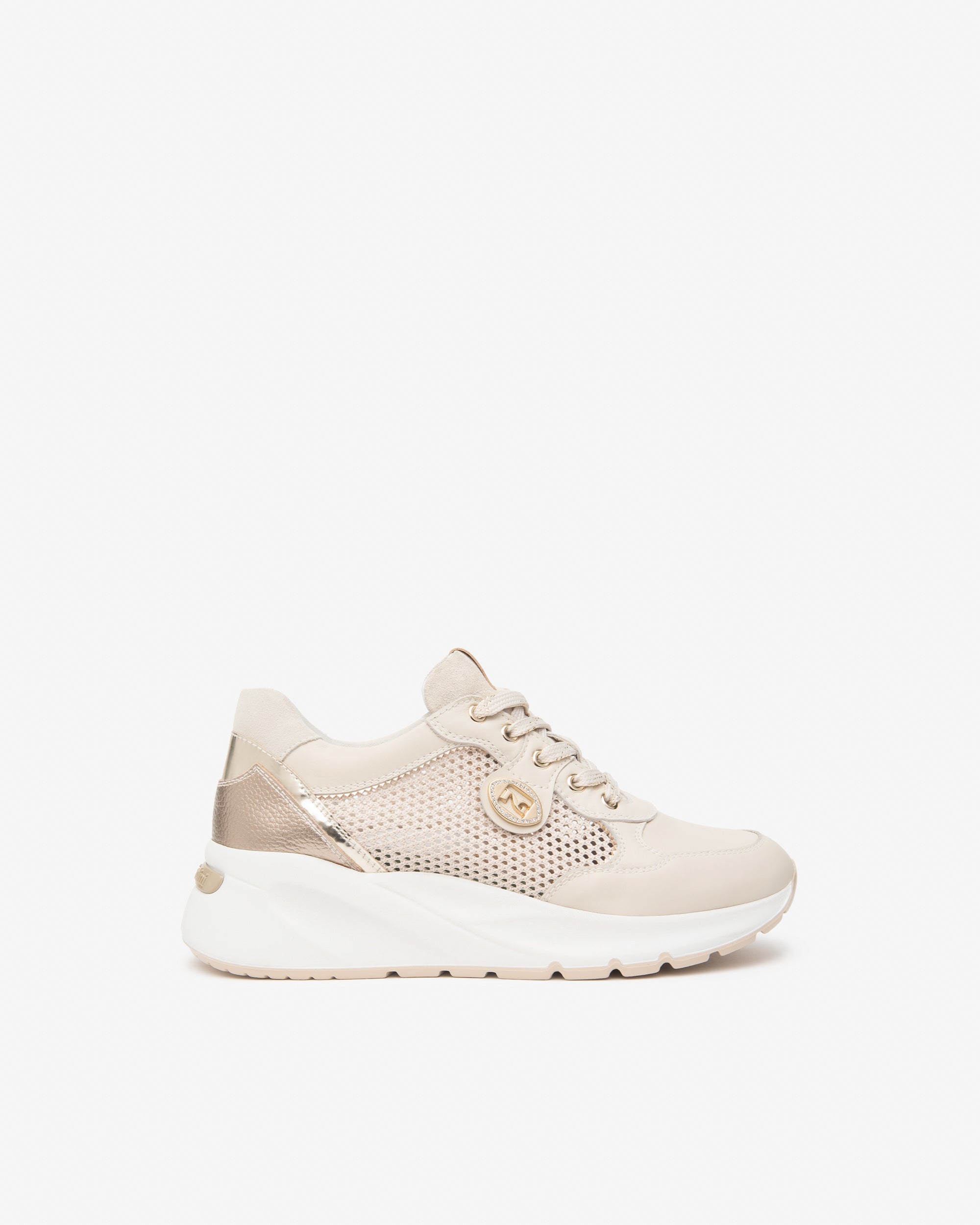 Sneakers da donna in pelle, tela e materiale tecnico E615180D_710