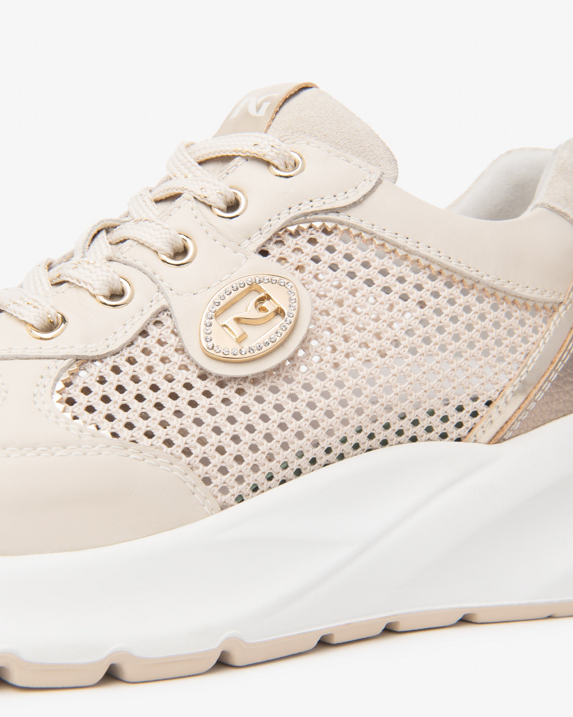Sneakers da donna in pelle, tela e materiale tecnico E615180D_710