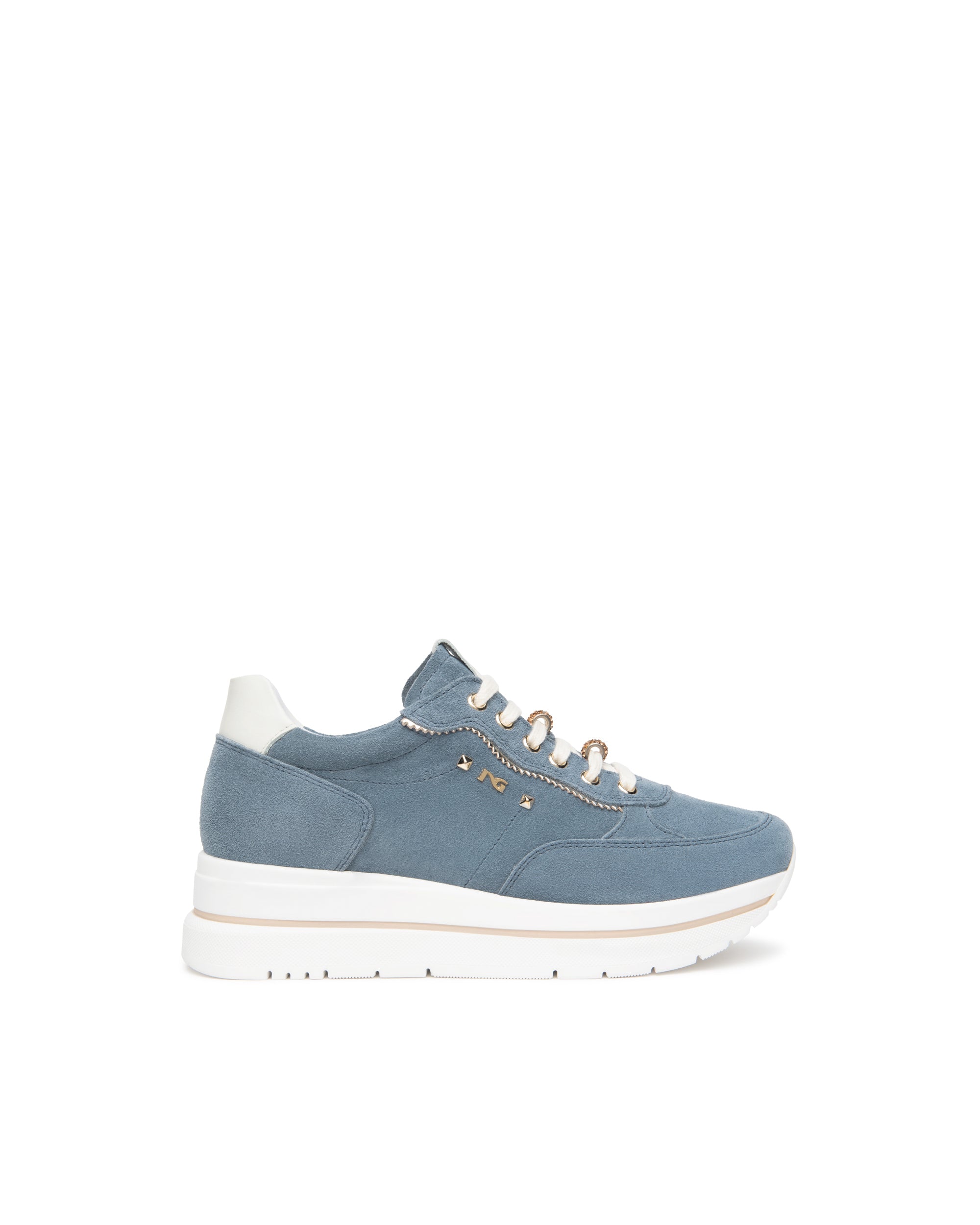 Sneakers da donna in pelle scamosciata avio e tessuto tecnico E615200D_203