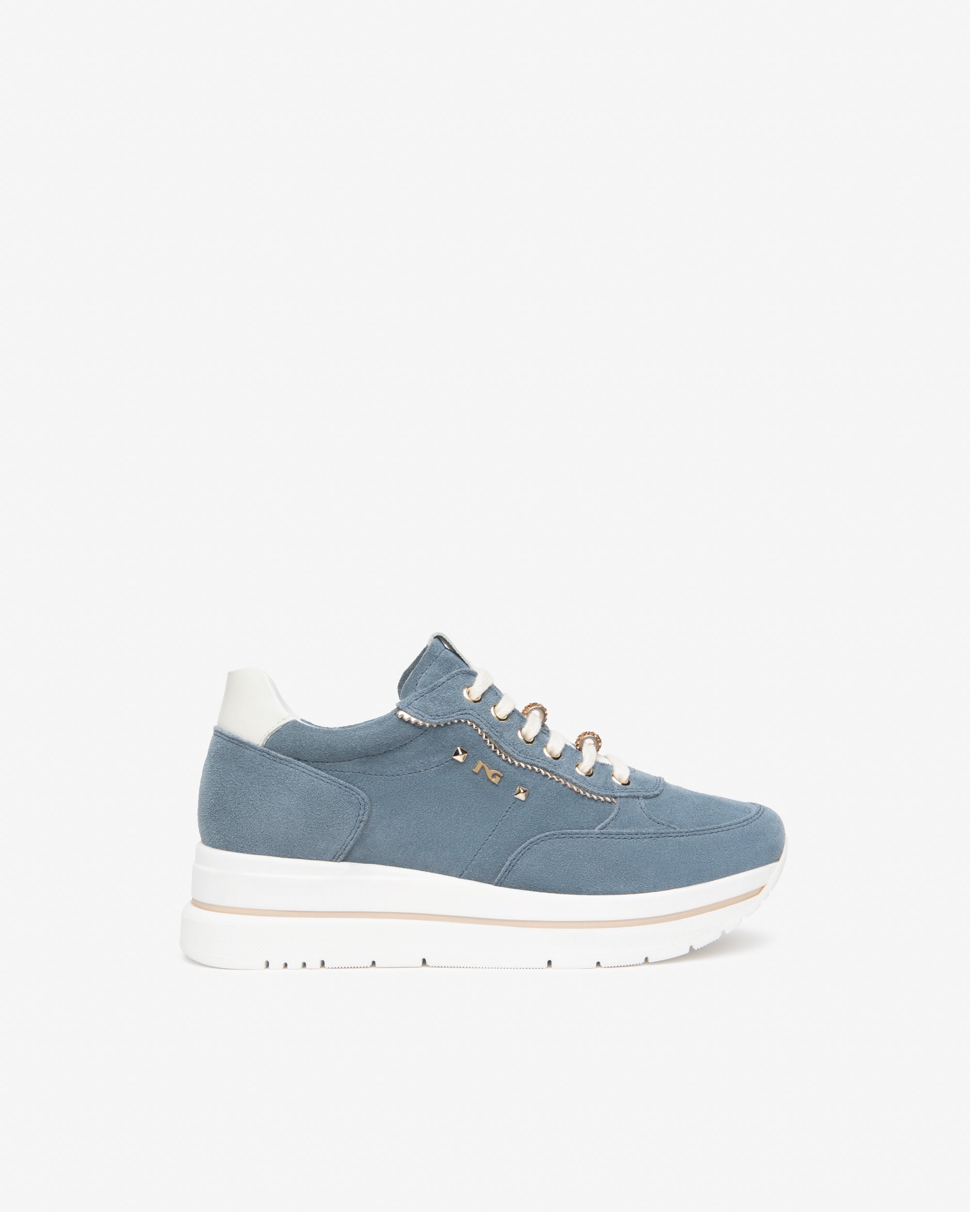 Sneakers da donna in pelle scamosciata avio e tessuto tecnico E615200D_203