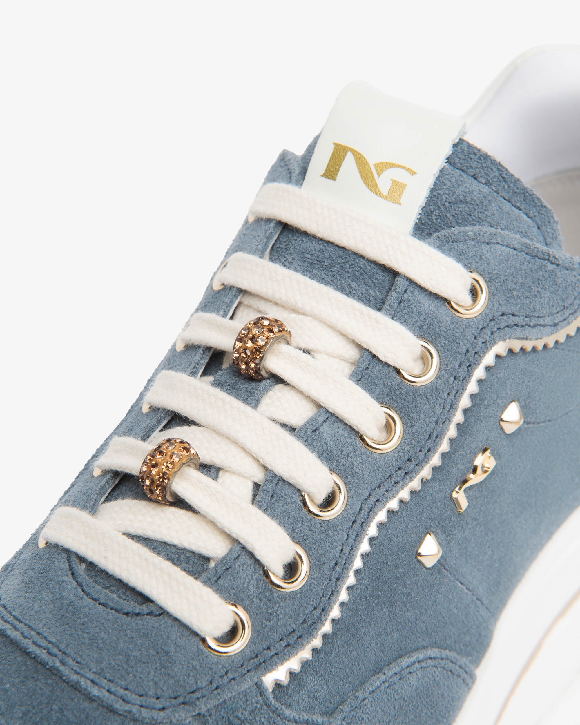Sneakers da donna in pelle scamosciata avio e tessuto tecnico E615200D_203
