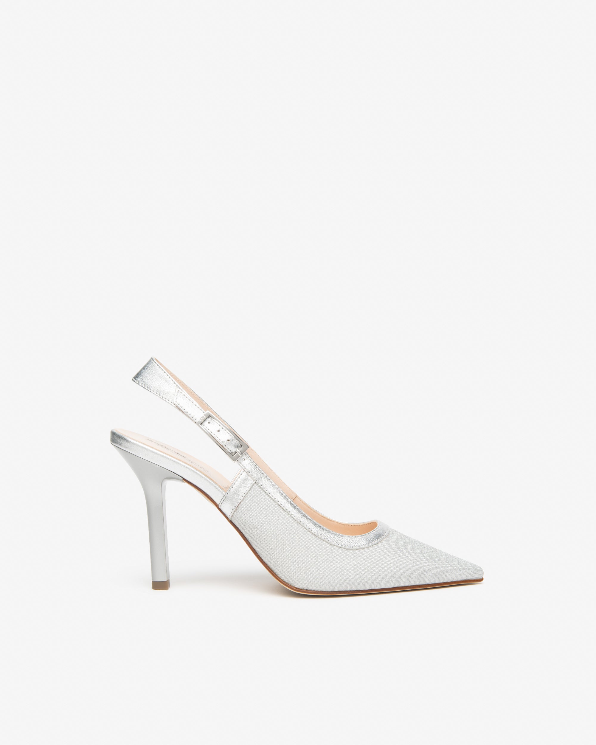 Slingback in tessuto e pelle da donna Argento E615430DE_700
