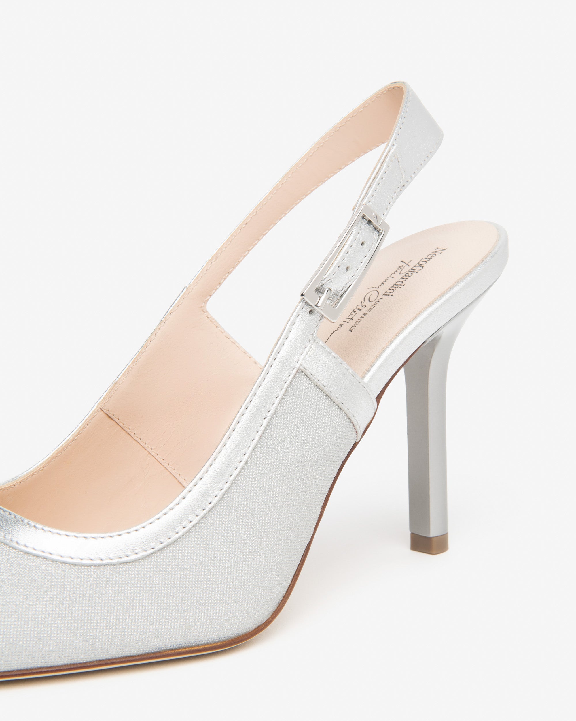 Slingback in tessuto e pelle da donna Argento E615430DE_700