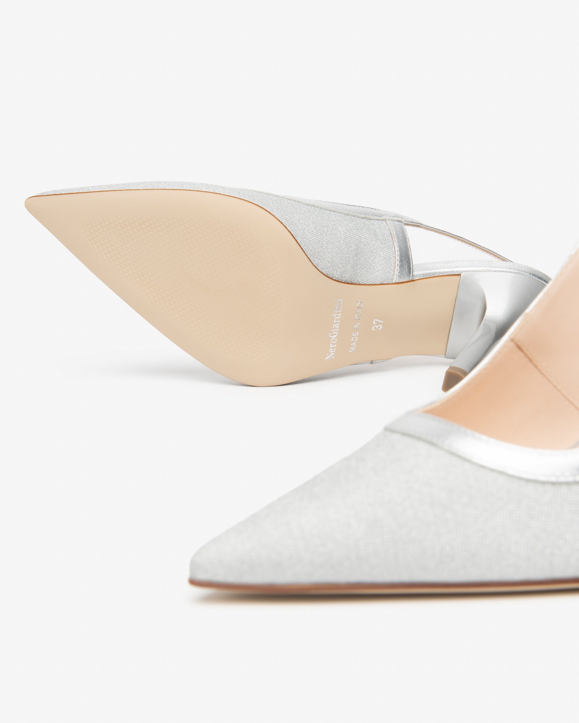Slingback in tessuto e pelle da donna Argento E615430DE_700
