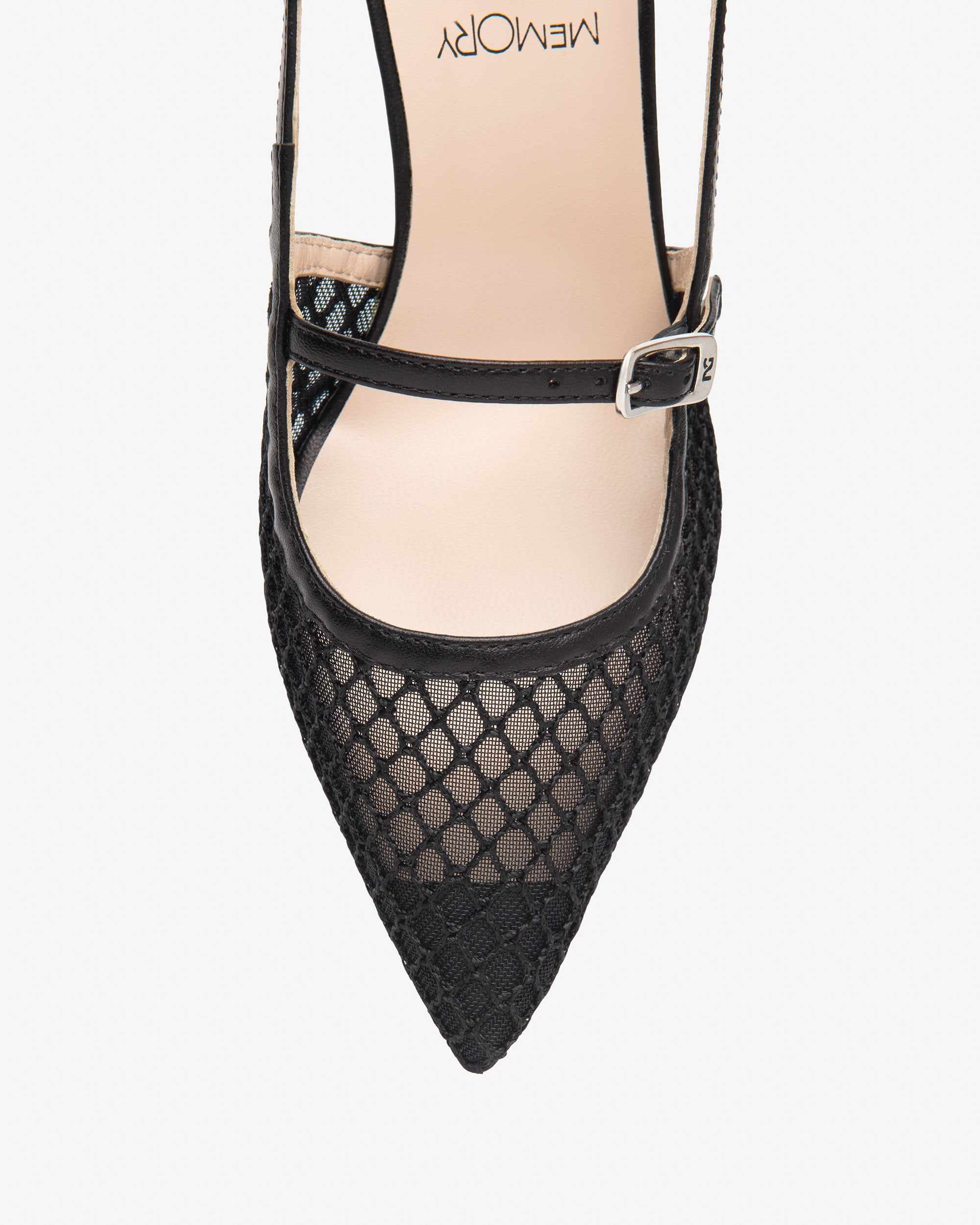 Slingback in pelle e tessuto da donna Nero E615473D_100