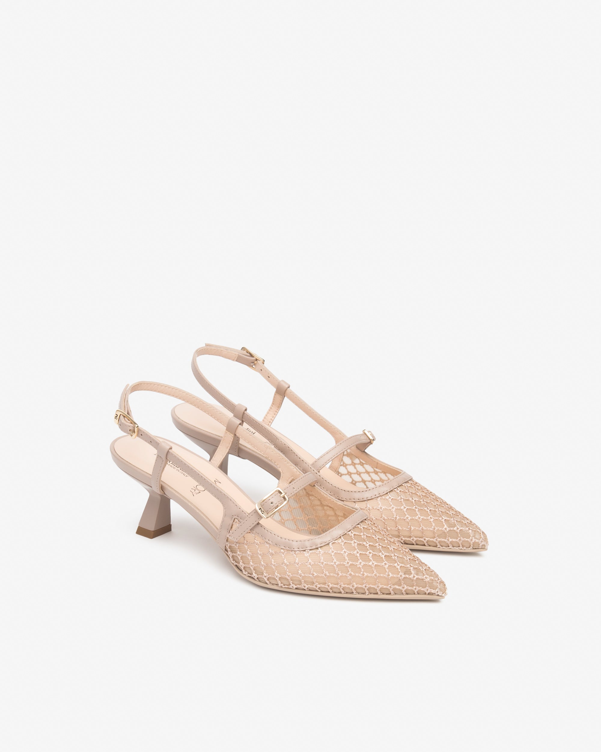 Slingback in pelle e tessuto da donna Rosa  E615473D_671
