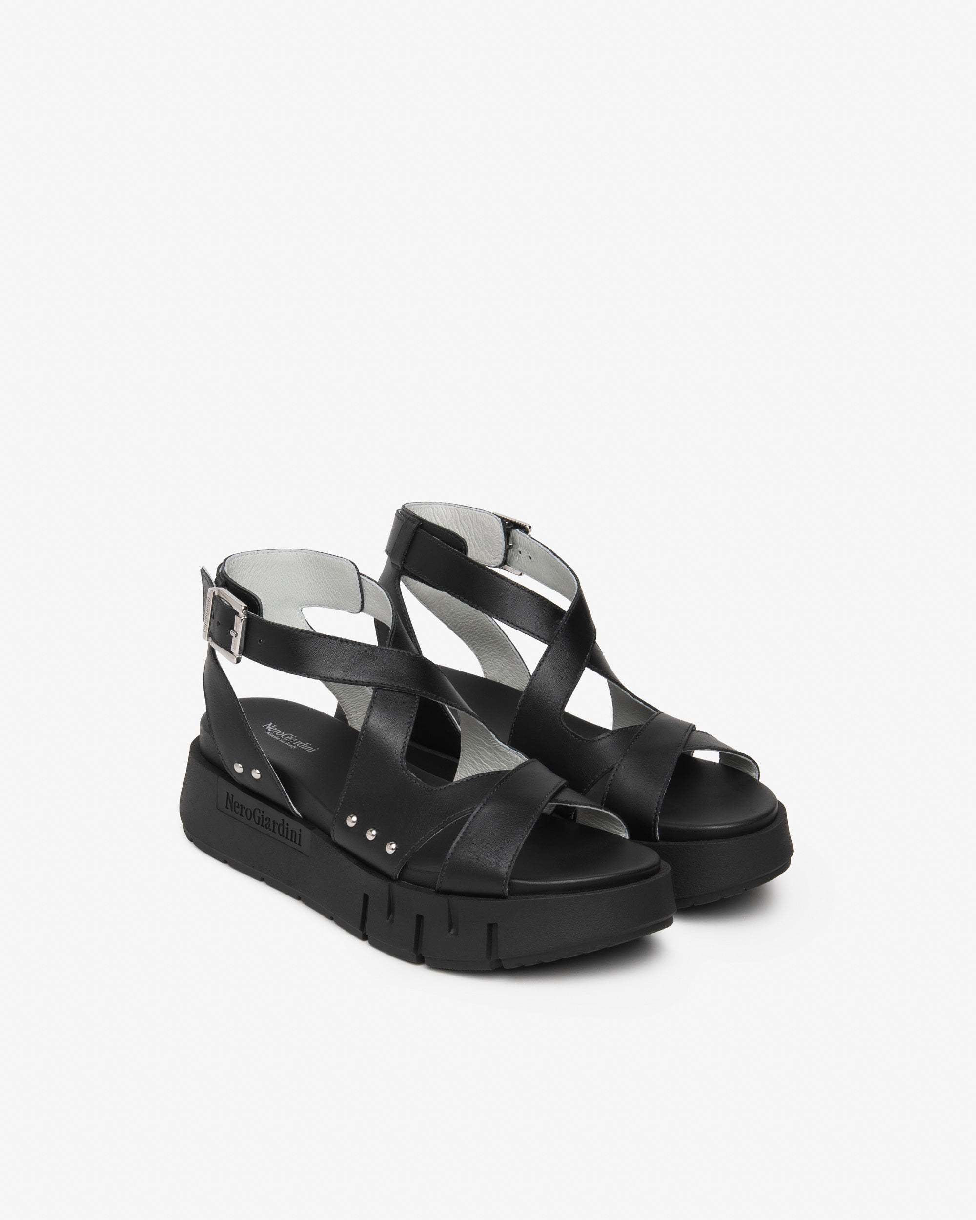 Nero Giardini E617067D-100 Sandali Donna in Pelle nero