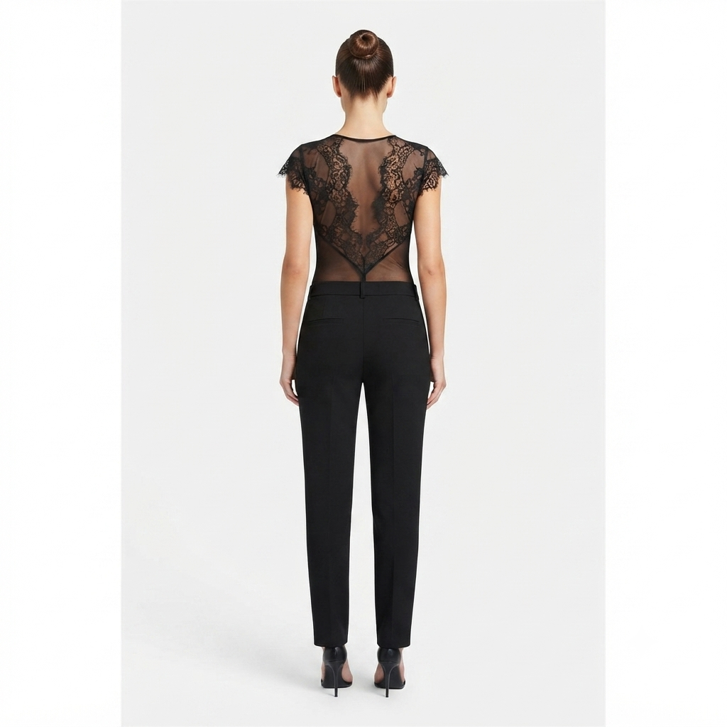 Relish Body BASIS maniche corte con inserti tulle più pizzo RDP2603006066 1199 nero