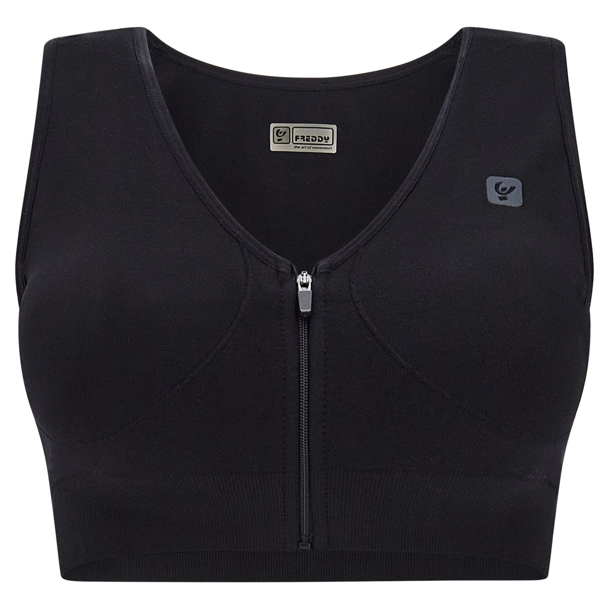 Freddy Top reggiseno sportivo in seamless zip e coppe removibili F2WSFB6N N nero
