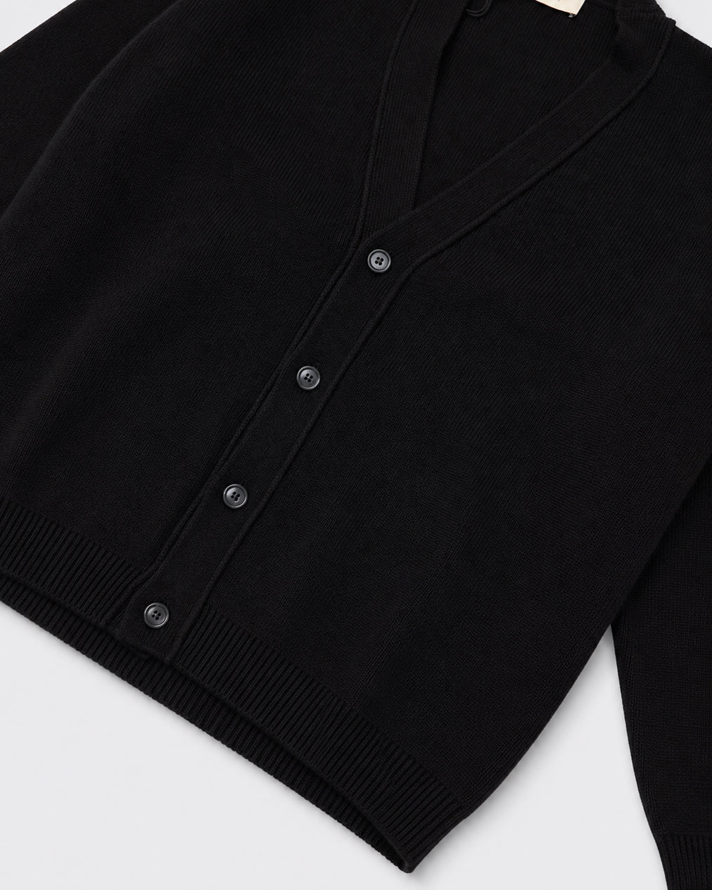 Cardigan Boxy In Lana Punto Stoffa Nero
